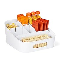 YouCopia ShelfBin Adjustable Snack Bin, BPA-Free Divided Storage Basket for Kitchen Pantry Organization, One Size, Speckled White