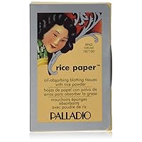 Palladio Rice Paper Facial Tissues for Oily Skin, Face Blotting Sheets Made from Natural Rice, Oil Absorbing Paper with Rice Powder, 2 Sided, Instant Results, Natural, 40 Count, Pack of 1