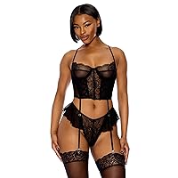 womens All the Frills Lace and Ruffles Bustier Lingerie SetLingerie Set