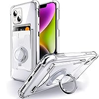 Shields Up Designed for iPhone 14 Plus Case, Minimalist Wallet Case with Card Holder (3 Cards) and Ring Kickstand/Stand, [Drop Protection] Slim Protective Cover for iPhone 14 Plus (6.7 inch) - Clear