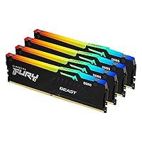 Kingston FURY Beast RGB Black 128GB (4x32GB) 5200MT/s CL40 DDR5 XMP DIMM | Overclocking | Plug N Play | Intel XMP 3.0 | Kit of 4 | KF552C40BBAK4-128