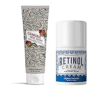 Retinol Cream Moisturizer 1.7 Oz and Charcoal Face Scrub 3 Oz Bundle - Anti Aging, Retinol Moisturizer, Wrinkle Cream for Face and Anti-Aging Facial Exfoliator for Women and Men