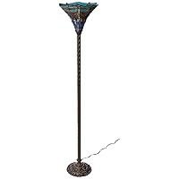 Warehouse of Tiffany's 1509-BB75B Dragonfly Tiffany-Style 72-Inch Torchiere Lamp, Multicolor, 15''Lx72''Hx15''W