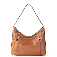 The Sak Brook Hobo in Leather, Shoulder Purse with Single Strap, Tobacco Floral Emboss