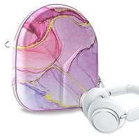 Geekria NOVA Headphones Case Compatible with Anker Soundcore Life Q20i, Life Q20+, Life Q20 Case, Replacement Hard Shell Travel Carrying Bag (Pink Marble)