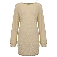 Sweater Dresses for Women 2023 Trendy Fashion Knitted Round Neck Long Sleeve Sweater Dress