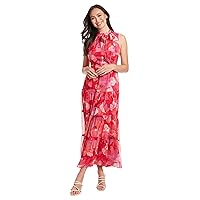 London Times High Neck with Tie, Tiered Maxi Summer Dresses for Women