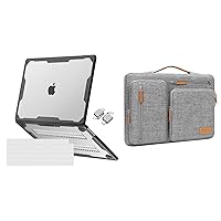 MOSISO Compatible with MacBook Air 15 inch Case 2023 A2941, Symmetric Geometric Heavy Duty Plastic Hard Case with TPU Bumper&Side Open Bag with 4 Zipper Pockets&Keyboard Cover&Type C, Transparent&Gray