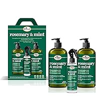 Difeel Rosemary and Mint Biotin Shampoo, Conditioner & Leave in Conditioning Spray 3-PC Gift Set - Shampoo 33.8 oz., Conditioner 33.8 oz. and Leave in Conditioning Spray 6 oz. - Hair Care Gift Set