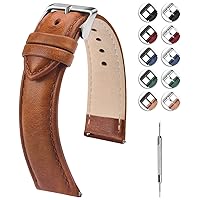 Fullmosa 18mm Leather Watch Bands Compatible with Garmin Vivoactive 4S/Vivomove 3S/Active S/Venu 2S/Move 3S, Huawei Watch 1st,Brown+Silver Buckle
