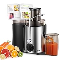 Juicer Machines, Aiheal Juicer Whole Fruit and Vegetables with 3 Speed Control, Centrifugal Juicer with Wide Mouth 3” Feed Chute, BPA Free, Easy to Clean, Juice Recipe Included