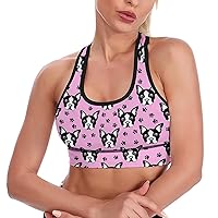Bulldog and Paw Print Women's Tank Top Sports Bra Yoga Workout Vest Sleeveless Athletic Shirts