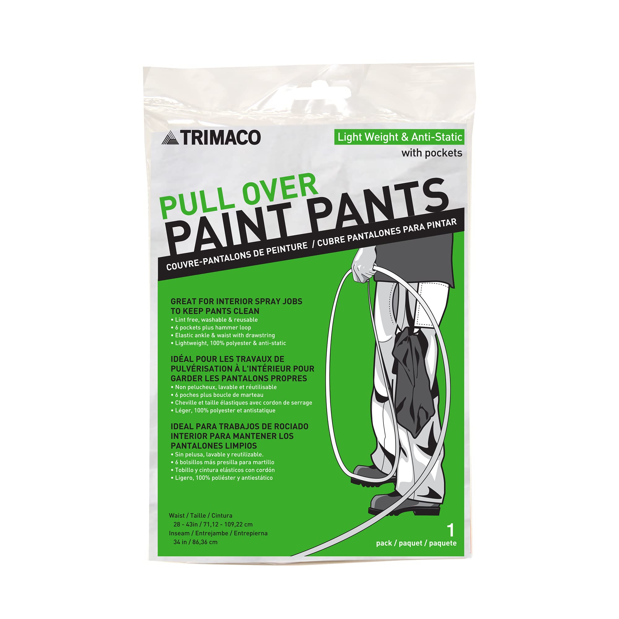 Trimaco 15535 Pullover Painter's Pants, White