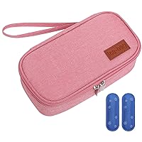 Breastmilk Cooler Bag with 2 Ice Pack Insulated Oxford Cloth Breastmilk Cooler with Lanyard Waterproof Zipper Closure 8.3x4.3x2.6in Portable Cooler Bag, Breastmilk Cooler Bag