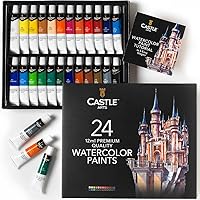 Castle Art Supplies 24 x 12ml Watercolor Paint Tube Set | Value for Adult Artists | Quality, Intense Colors | Just Squeeze The Tube, Mix with Water and Get Creative | in Delightful Presentation Box