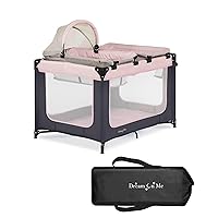 Emily Rose Deluxe Playard in Pink with Infant Bassinet and Changing Tray, Lightweight Portable and Convertible Playard for Baby, Breathable Mesh Sides and Soft Fabric