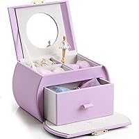 Vlando Kids Musical Jewelry Box for Girls with Drawer, Music Box with Ballerina and Stickers for Birthday Bedroom Decor, Gifts for Girls Kids Christmas Thanksgiving Gifts 2024 - Purple