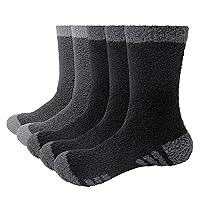 Men's Fuzzy Socks Cozy Fluffy Sleep Bed Socks Winter Warm Slipper Socks for Male's Size 6-14, 5 Pairs/Pack