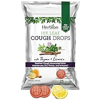 Herbion Naturals Ivy Leaf Cough Drops with Thyme & Licorice, Honey Lemon Flavor, Soothes Cough, for Adults & Children Over 6 Years, 25 Drops