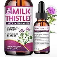 Milk Thistle Liquid Drops, Liver Support Supplement for Liver Cleanse Detox & Repair, Milk Thistle Extract Organic, Non-GMO, Alcohol-Free, Vegetarian & Gluten-Free (2 Fl.Oz)