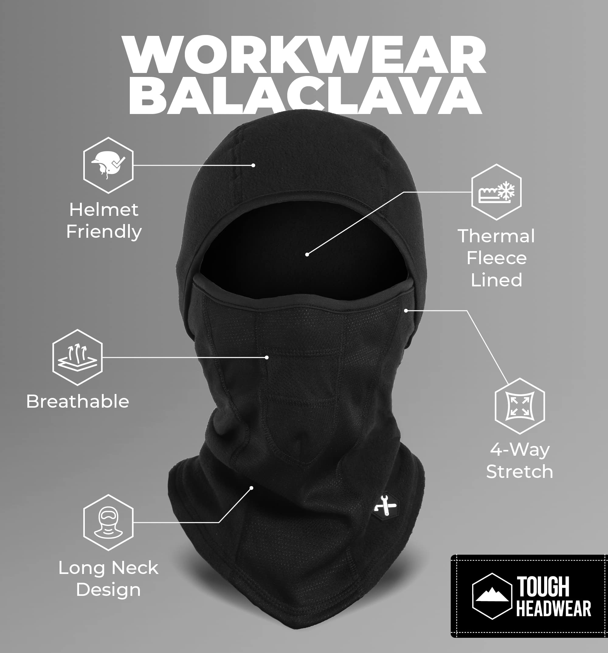 Full Face Mask for Cold Weather for Men - Work Balaclava Winter Head Cover, Face Mask for Construction Workers - Motorcycle & Construction Head Gear