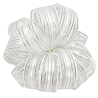 Offray Veronica Satin Edge Sheer Craft Ribbon, 5/8-Inch Wide by 25-Yard Spool, White/Silver