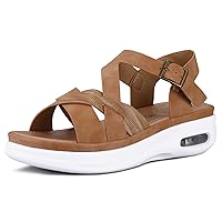 mysoft Women's Walking Sandals Comfortable Air Cushioned Support Ankle Strap Dress Sandals