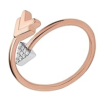 SwaraEcom Rose Gold Plated Round Cubic Zirconia Arrow Promise Ring for Women