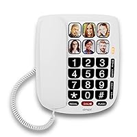 SMPL Hands-Free Dial Photo Memory Corded Phone, One-Touch Dialing, Large Buttons, Flashing Alerts, Durable, Perfect for Seniors, Alzheimer's, Dementia (6 Image | Amplify Switch)