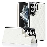 XYX for Samsung Galaxy S22 Ultra 5G Wallet Case with Card Holder, RFID Blocking PU Leather Double Magnetic Clasp Back Flip Protective Shockproof Cover 6.8 inch(White)