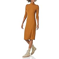 Amazon Essentials Women's Fine Rib Long-Sleeve Turtleneck Midi Dress (Previously Daily Ritual)