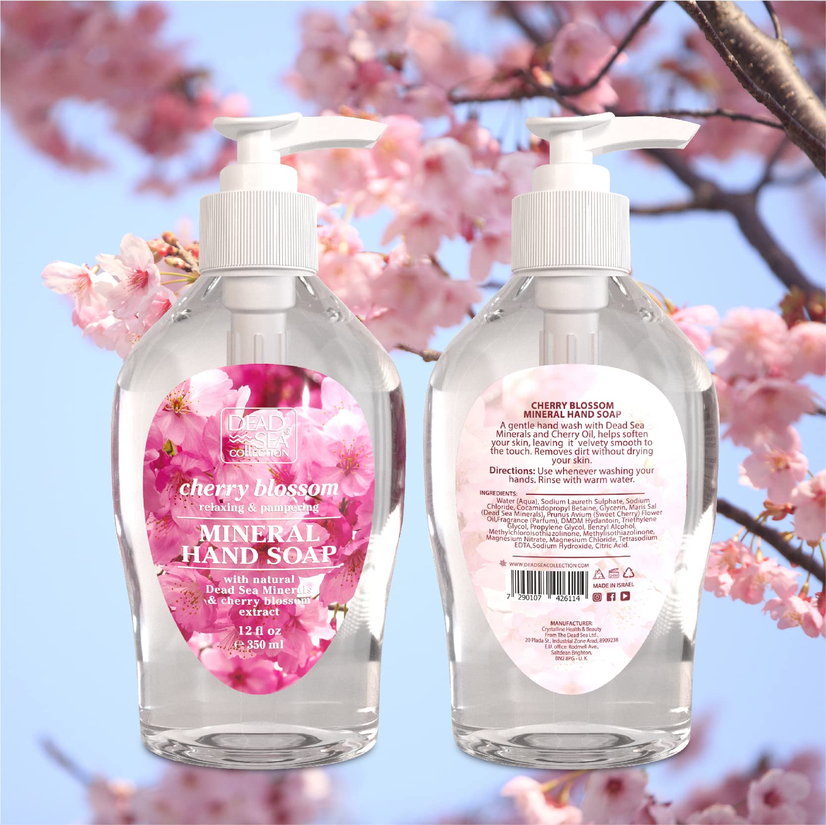 Dead Sea Collection Cherry Blossom Hand Soap – Liquid Hand Soap for All Skin Types – Pack of 3 (12 Fl. Oz. Each)