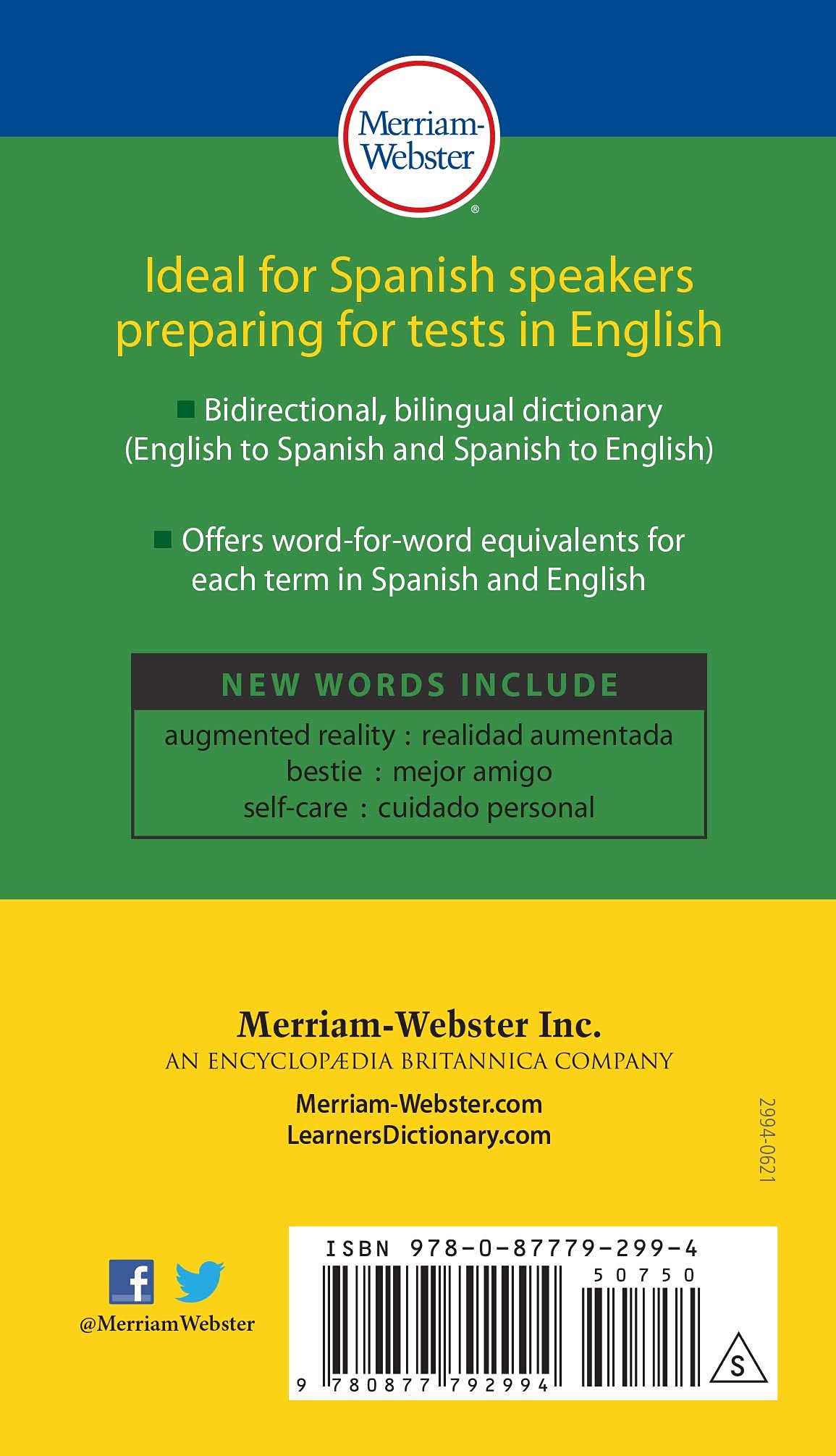 Merriam-Webster's Word-for-Word Spanish-English Dictionary, New Edition, 2021 Copyright, Mass-Market Paperback (Multilingual, English and Spanish Edition)