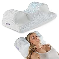 Ergonomic Cervical Memory Foam Pillow for Comfortable Back Sleeping - Neck & Shoulder Support - Best Sleep Alignment - Cooling