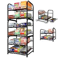 NUNET 6 Tier Stackable Steel Can Rack Organizer Tilt Design Wall Mountable Stainless Steel 3 Pack 2Tier Can Dispenser w. Dividing Plates for 72 Cans 16.4
