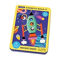 Mudpuppy Rocket Ships Magnetic Build-It Game – Magnetic Toys for Ages 4+, Fun & Compact Travel Activity for Kids, Includes 60+ Magnets and Durable Storage Tin