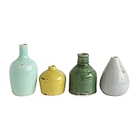 Creative Co-Op DA8327-1 Blue, Yellow, Green & White Terracotta Vases (Set of 4 Colors/Shapes)