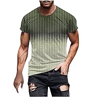 Men Striped T Shirts Gradient Tops Casual Workout Fitness Tee Short Sleeve Crew Neck Track Gym Summer Shirts 2024