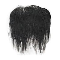 Mens Hairline Toupee Front Hair Loss Thinning Hair in Forehead (1B-Natural Black)