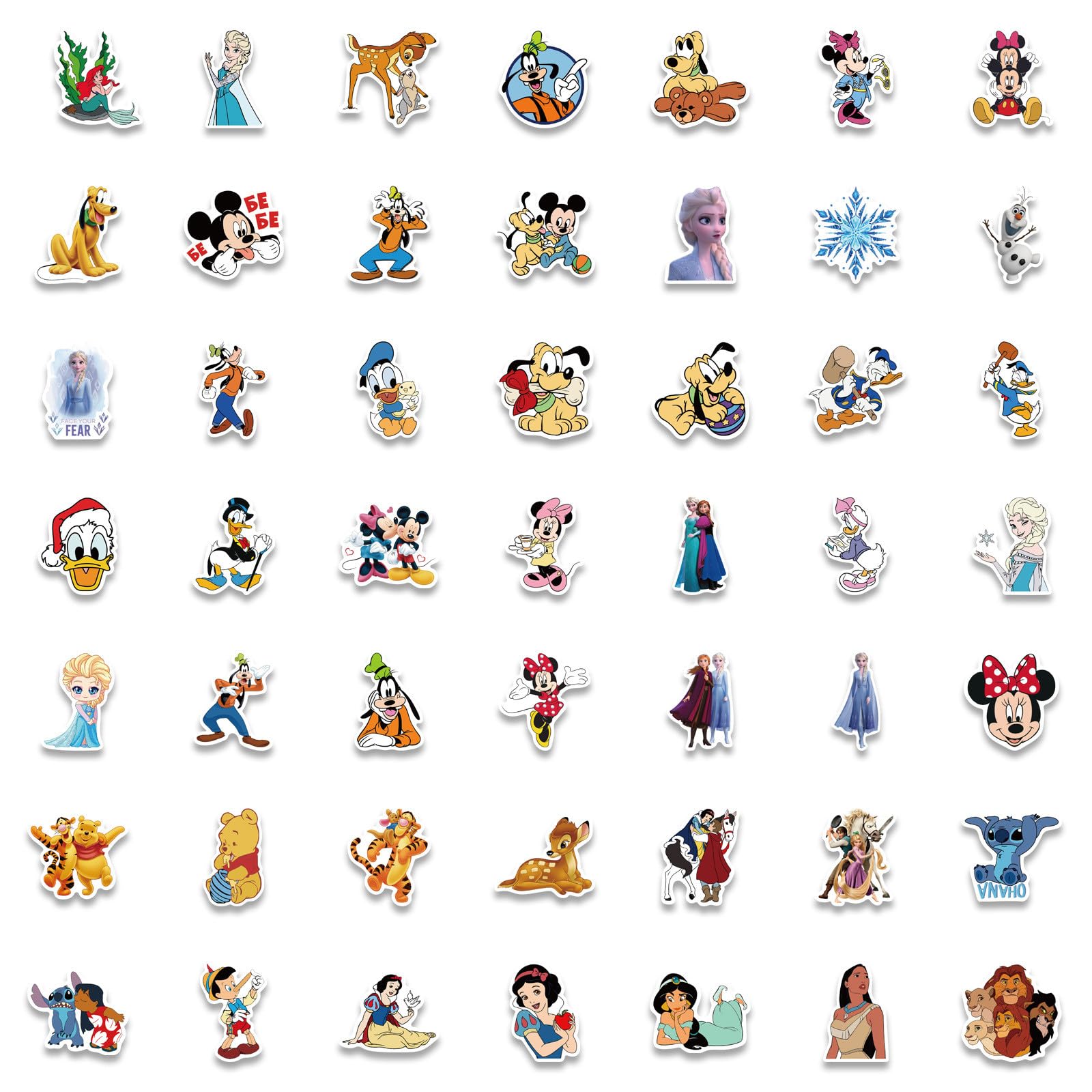 Disney Cartoon Character Stickers 100PCS Kids Stickers Pack Cartoon Princess Stickers Cute Stickers for Kids Teens Adults Waterproof Vinyl Cartoon Stickers for Water Bottles Laptop Luggage (CP)