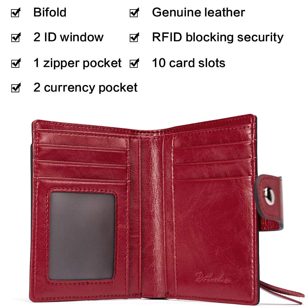 BOSTANTEN Briefcase for Women Leather 15.6 Inch and Women Leather Wallet RFID Blocking Small Bifold Zipper Pocket Wallet