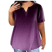 Plus Size Tops Womens Summer Fashion Vneck Short Sleeve Oversized T Shirts Casual Baggy Graphic Blouse