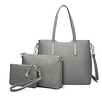 Miss Lulu Handbag Ladies Shopper Shoulder Bag Large Handle Bag Tote Bag Tote for Office School Shopping Travel Elegant PU Leather 3 Piece Set