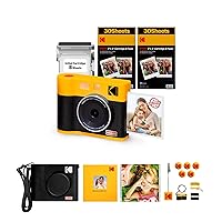 KODAK Mini Shot 3 ERA 4PASS 2-in-1 Instant Camera and Photo Printer (Yellow, Camera + Initial 8 Sheets + 60 Sheets + Accessories)