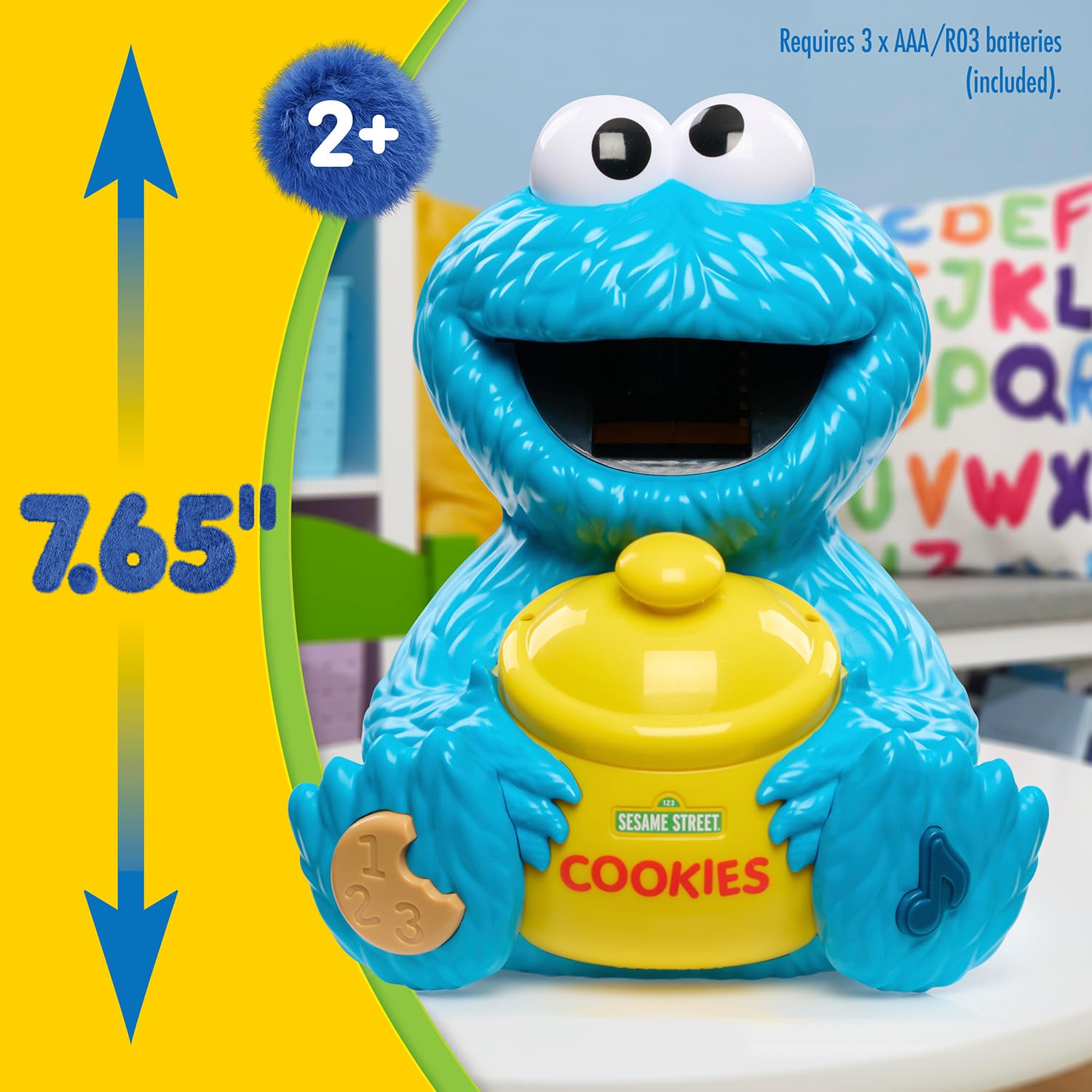 Just Play Sesame Street Cookie's Counting Jar, 12-Pieces, 20+ Phrases and Sounds, Learning and Education, Kids Toys for Ages 2 Up