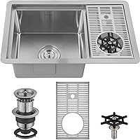 AS1514XSS Bar Sink with Glass Rinser Stainless Steel Undermount Prep Kitchen Sink 23-1/4 x 14 Inches Single Bowl