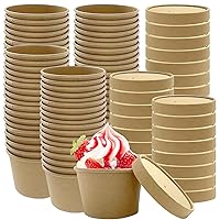 60 Pack 8 Oz Paper Soup Cups with Lids, Disposable Soup Bowls Bulk Paper Ice Cream Containers, Kraft Paper Food Containers for Soups, Desserts, Snacks, Salads, Hot And Cold Foods