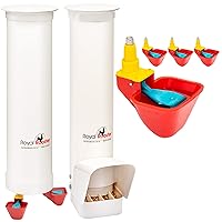 Chicken Feeder and Waterer Set - Includes 1 Gallon Waterer with 2 Cups and 7lb Feeder for Chickens Plus 4 Additional Water Cups - Hanging Chicken Poultry Feeder and Chicken Waterer Kit