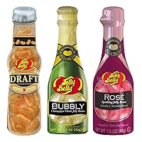 Jelly Bean Cheers 3-Pack of Mini Bottles - Beer, Champage & Rose Wine, 1.5 Oz Each (Great Party Favors or Shower Gifts)