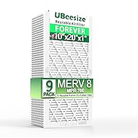 UBeesize New Reusable Air Filter 10x20x1 (9-Pack) MERV 8 MPR 700 AC/HVAC Furnace Air Filters (Actual Size: 9.50 x 19.50 x 0.75 Inches) 1x Reusable Plastic Frame+9 x Filter Replacements